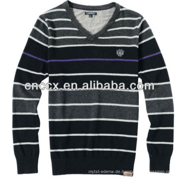 13STC5113 gestreifte Farbe Mens V Hals Pullover